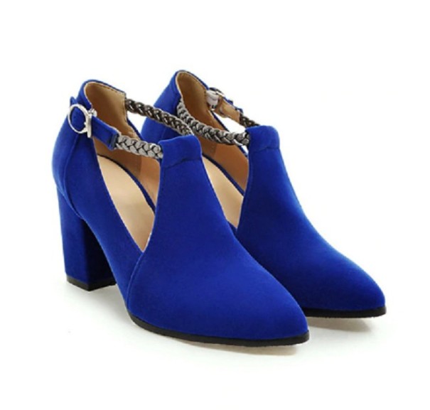 Damenpumps aus Wildleder mit Schnalle blau 40