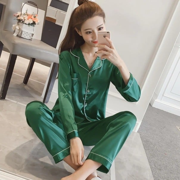 Damenpyjama P2587 grün XL