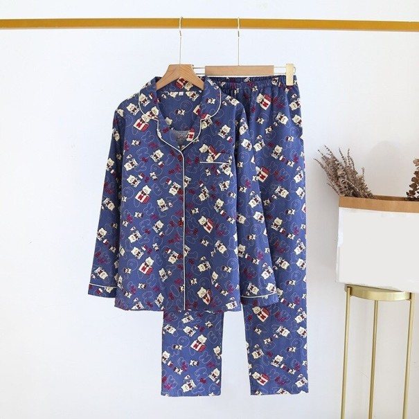 Damenpyjama P2719 dunkelblau L