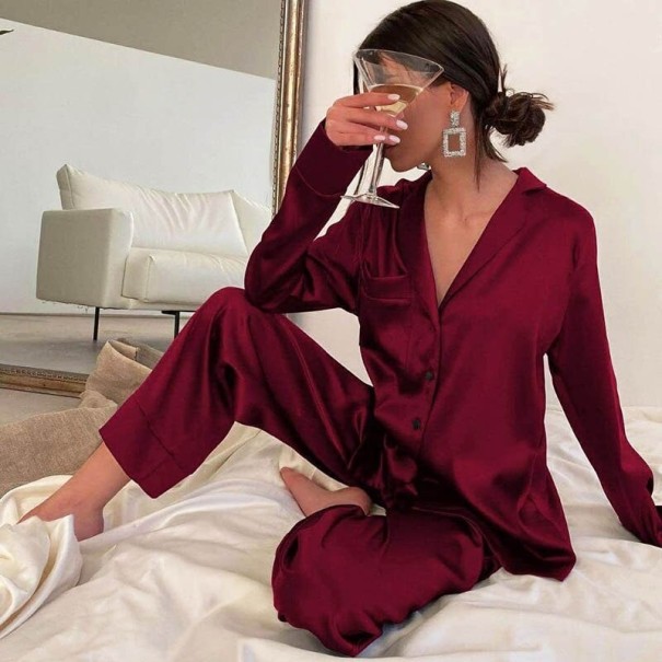 Damenpyjama P2743 weinrot M