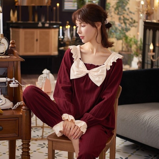 Damenpyjama P3106 weinrot S