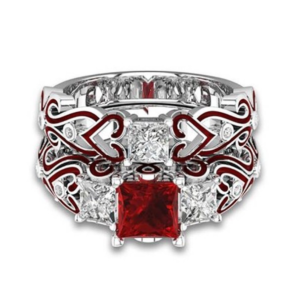 Damenring 2 Stück D1152 rot 8