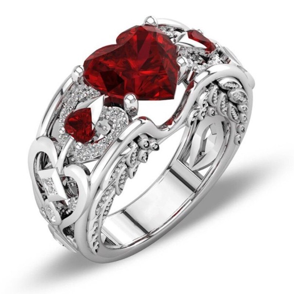 Damenring D914 rot 7