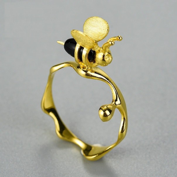 Damenring mit Biene D1519 golden 9