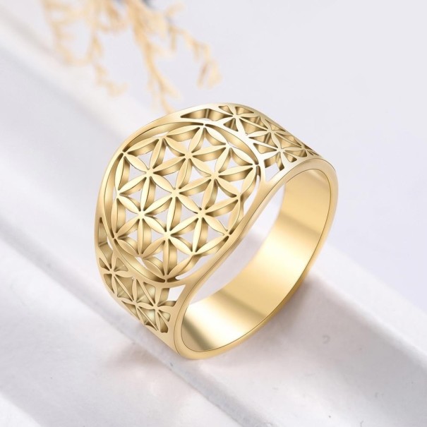 Damenring mit Blumen D2632 golden 11