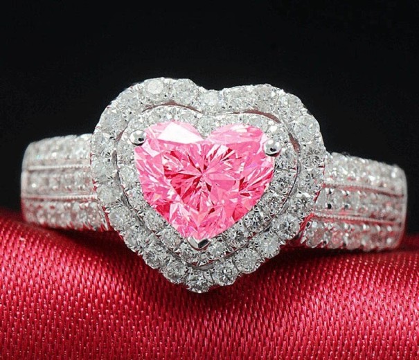 Damenring mit Herz D1743 rosa 11
