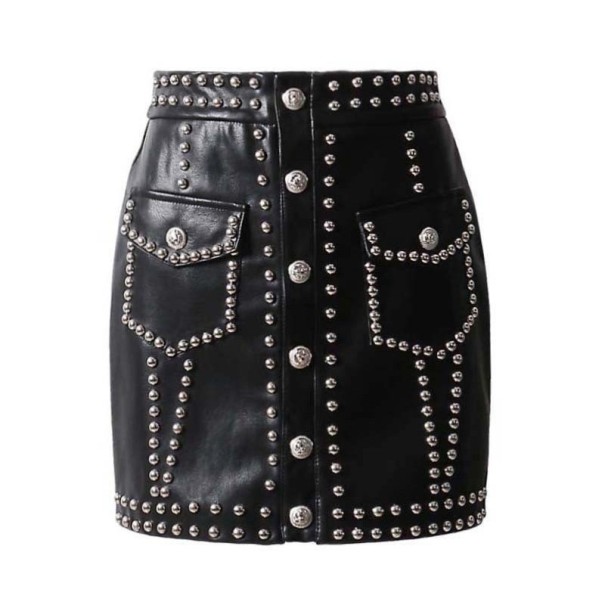 Damenrock mit Nieten schwarz M