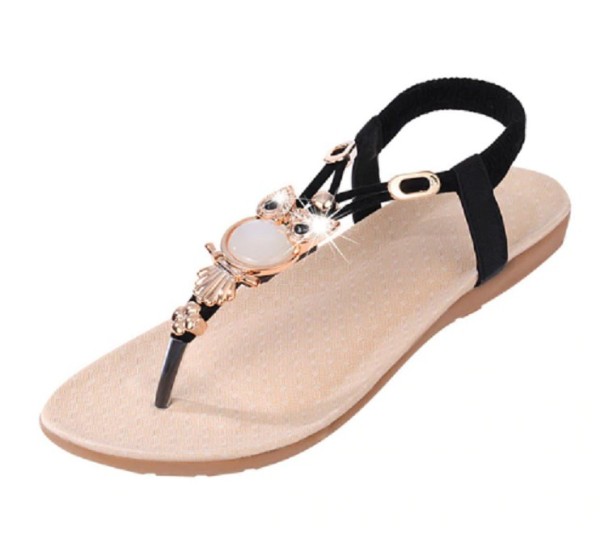 Damensandalen mit Anhänger in Form einer Eule schwarz 38,5 Damensandalen mit Anhänger in Form einer Eule schwarz 38,5