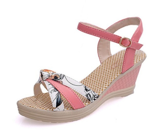 Damensandalen mit Keilabsatz rosa 41