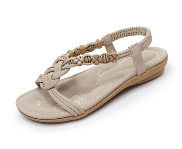 Damensandalen mit Perlen beige 36