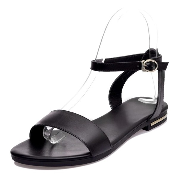 Damensandalen mit Schnalle schwarz 35