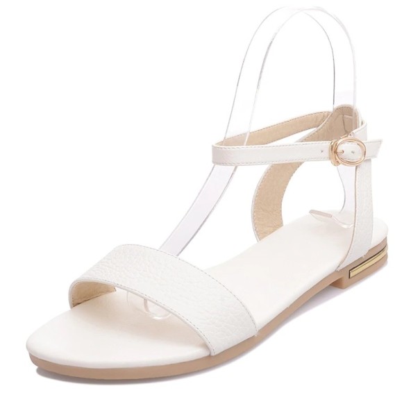 Damensandalen mit Schnalle weiß 40