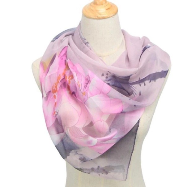 Damenschal mit Blumenmuster J2997 lavendel