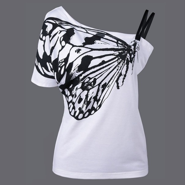 Damenshirt mit freiliegender Schulter A1206 weiß XS