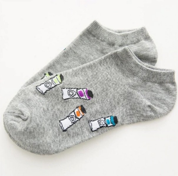 Damensocken mit Bildern grau