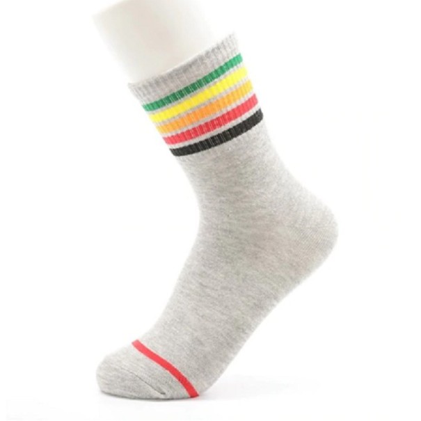 Damensocken mit bunten Streifen grau