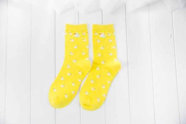 Damensocken mit Enten gelb