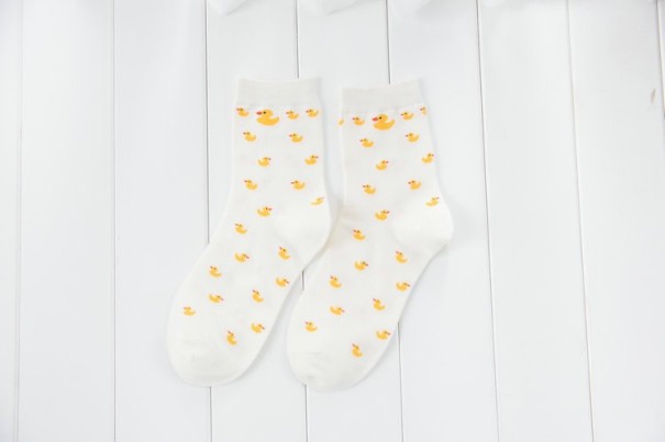 Damensocken mit Enten weiß