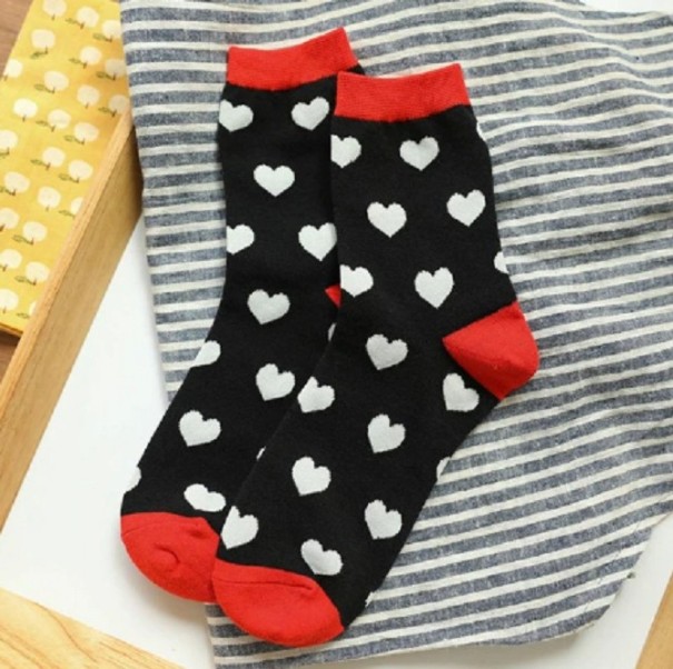 Damensocken mit Herzen schwarz