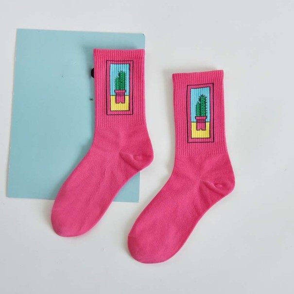 Damensocken mit Kaktus rosa