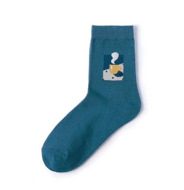 Damensocken mit kleinen Bildern blau