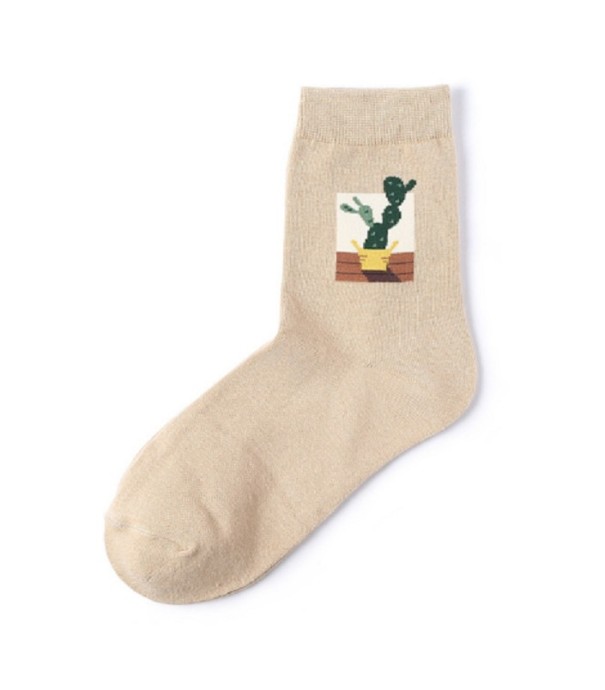 Damensocken mit kleinen Bildern khaki