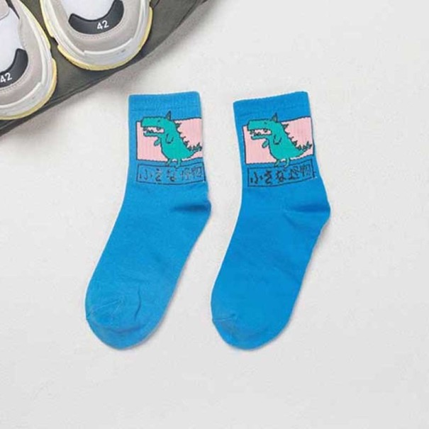 Damensocken mit Krokodil blau