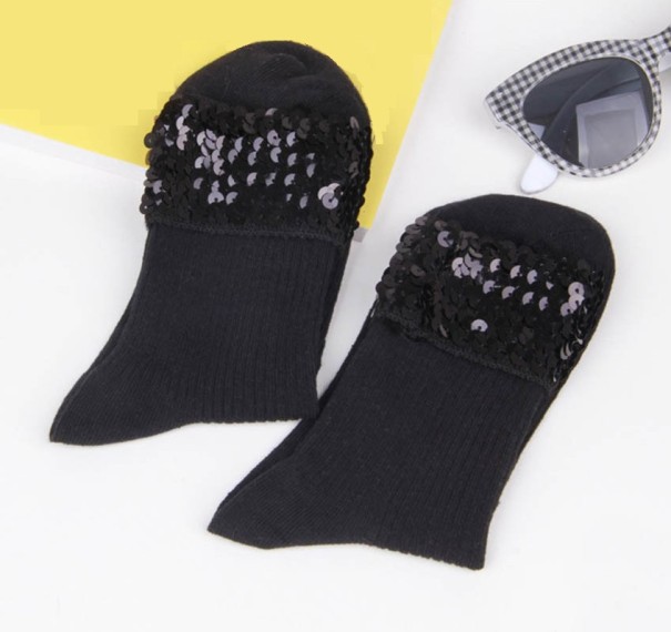 Damensocken mit Pailletten schwarz