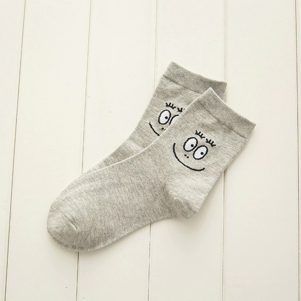 Damensocken mit Smiley-Gesicht grau