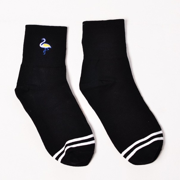 Damensocken mit Vögeln schwarz