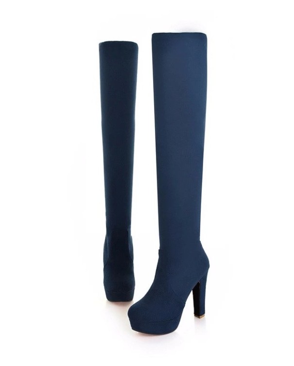 Damenstiefel mit Absatz A678 dunkelblau 42