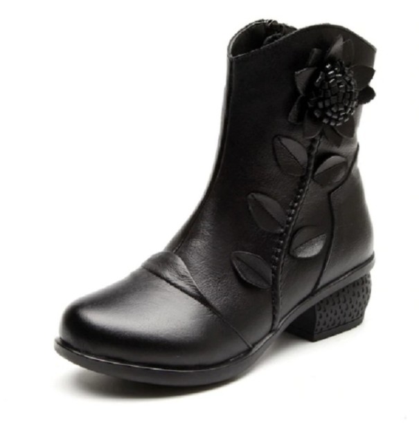 Damenstiefeletten mit Blume J1712 schwarz 37