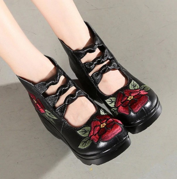 Damenstiefeletten mit Blumen A658 schwarz 40
