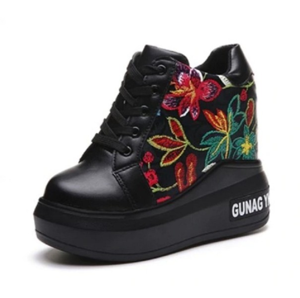 Damenstiefeletten mit Blumen J1102 schwarz 36