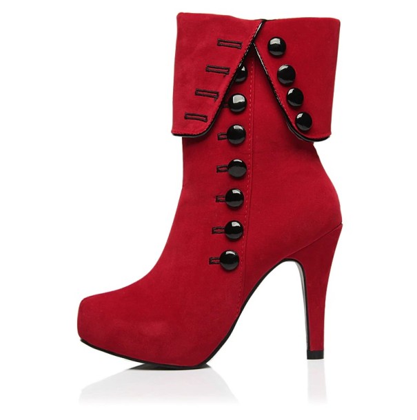 Damenstiefeletten mit Knöpfen J1101 rot 38