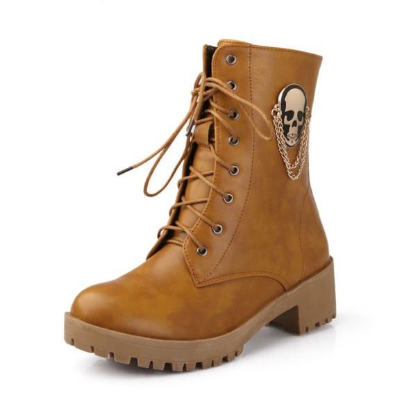 Damenstiefeletten mit Totenkopf J1713 hellbraun 34