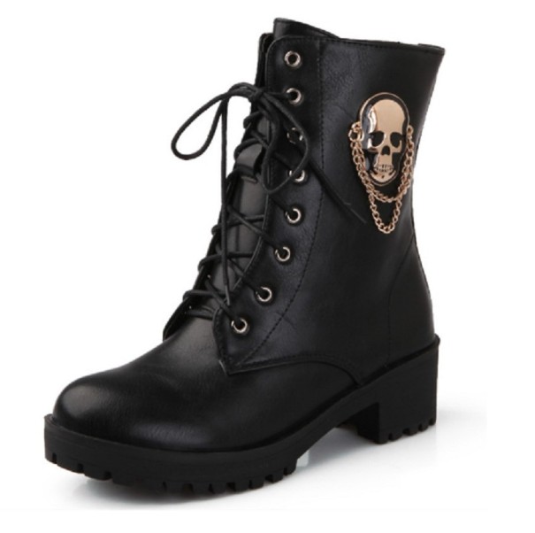 Damenstiefeletten mit Totenkopf J1713 schwarz 35