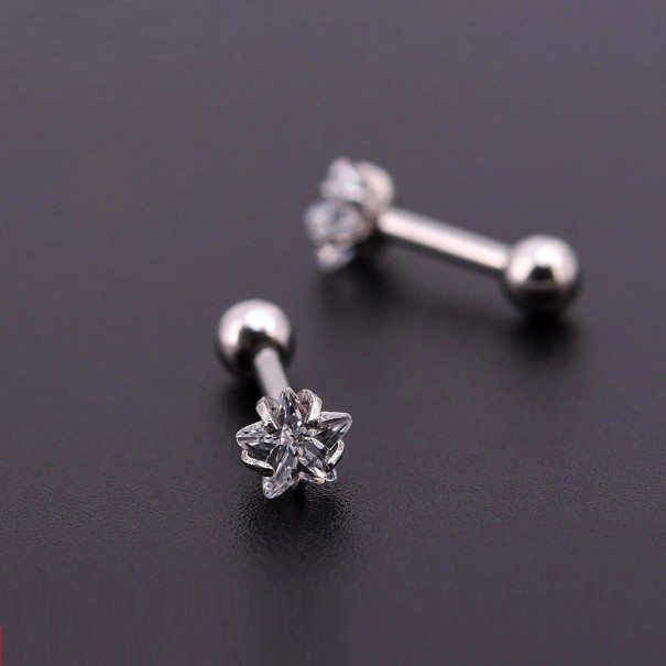 Dameøreringe med zirkon G1335 sølv 4 mm