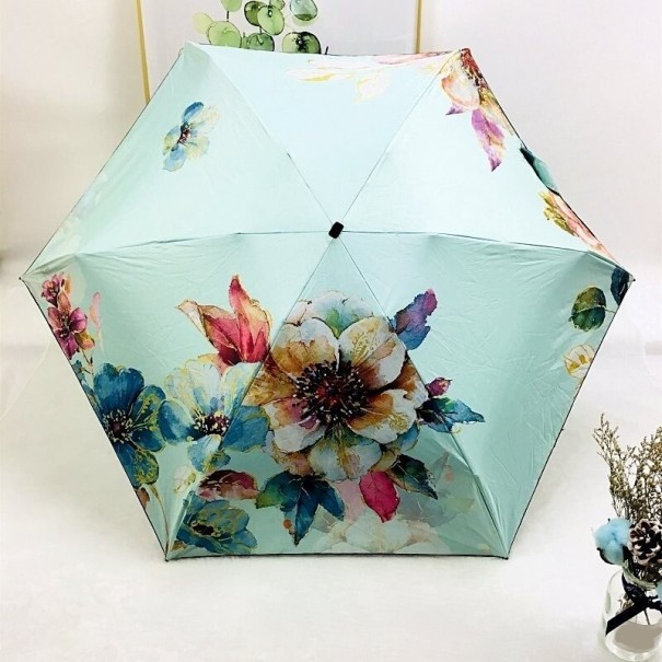 Dameparaply med blomster T1415 lyseblå