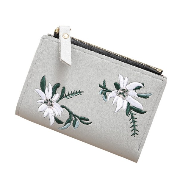 Damepung med blomster J2333 grå