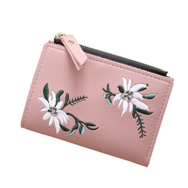 Damepung med blomster J2333 rosa
