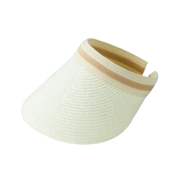 Damernas sommarhatt i halm 46–56 cm Skärm 12 cm Justerbar lätt andningsbar skärm mot solen Strandaccessoar vit