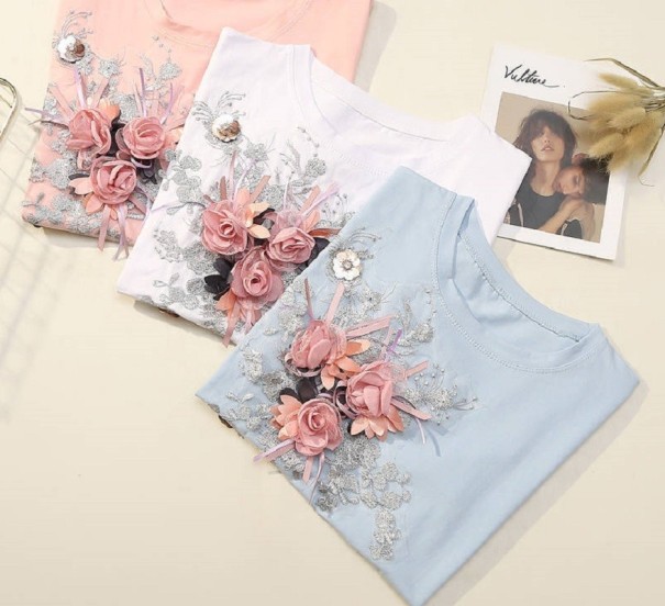 Dames 3D bloemen T-shirt