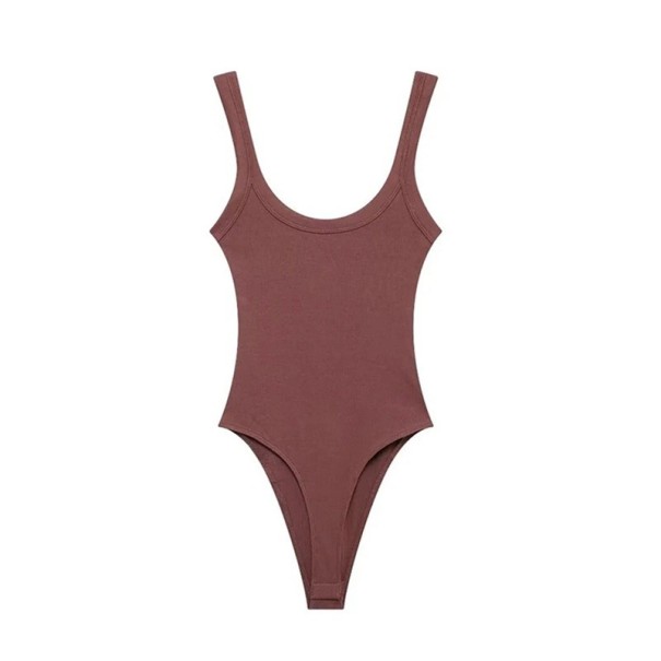 Dames aansluitend body met brede schouderbanden en diepe ronde halslijn, gladde stretchoppervlak en drukknoopsluiting in het kruis rood M