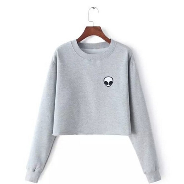 Dames Alien Cropped Sweatshirt grijs L