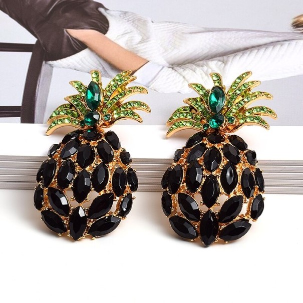 Dames ananas oorbellen zwart