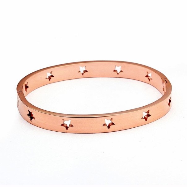 Dames armband massief met sterren oudroze