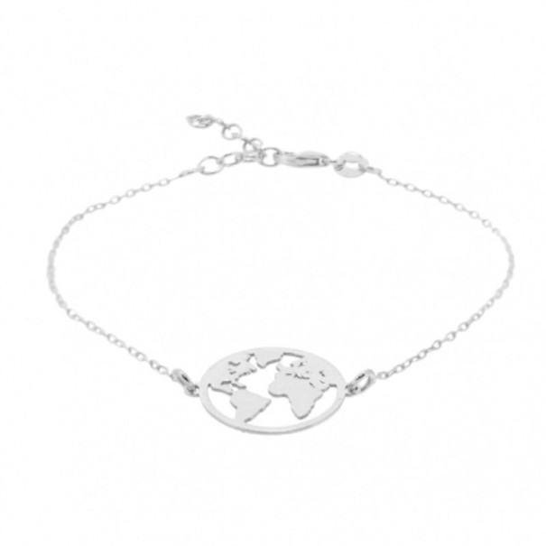 Dames armband met wereldbol zilver