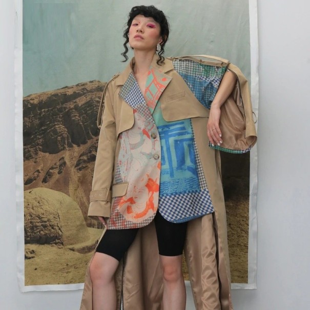 Dames asymmetrische jas P1721