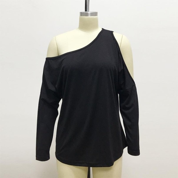 Dames asymmetrische top zwart A1326
